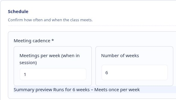Set-length schedule configuration interface